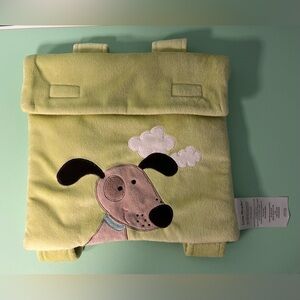 Little Miracles Light Green Plush Kid Backpack with Tan Dog Print, Kid Backpack